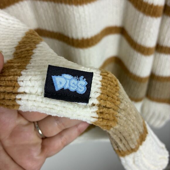 Mens Y2K Sweater Sz XXL Stripe Preppy Oversized DISS - Picture 4 of 6